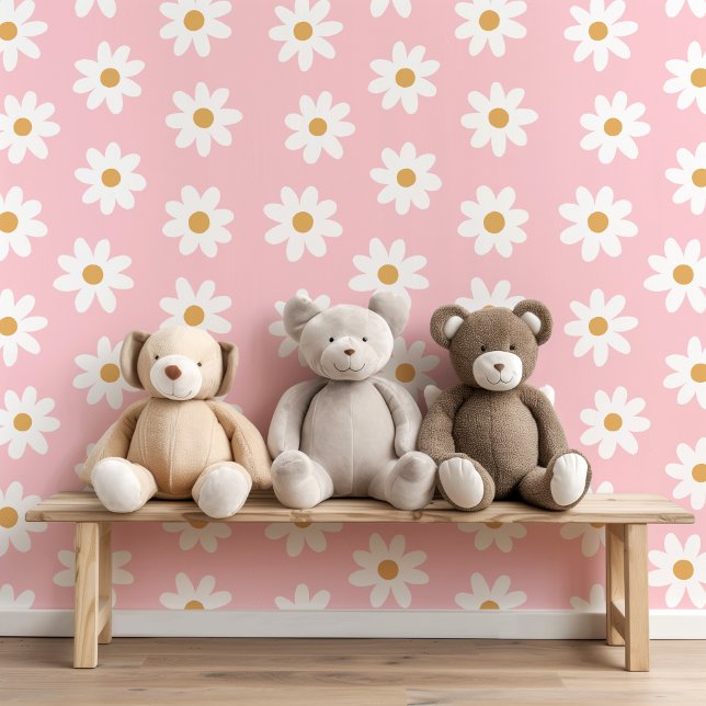 Cute Retro Daisies Editable Background Color Wallpaper (Creator Uploaded)
