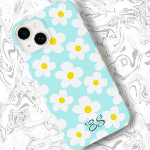 Cute retro daisies on light blue girly floral Case-Mate iPhone 14 case