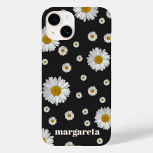 Cute Retro Daisy Flower with Name Black Case-Mate iPhone 14 Case