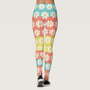 Cute Retro Daisy Orange Leggings
