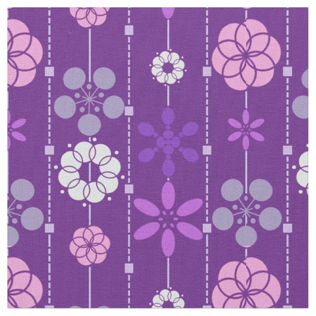 Cute retro dark purple look floral pattern fabric (Close Up)