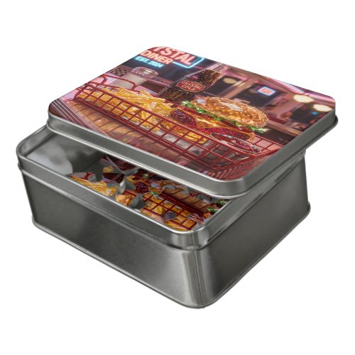 Cute Retro Diner | Crystalline Burger and Fries Jigsaw Puzzle