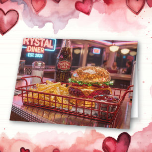Cute Retro Diner Happy Valentine's Day Card