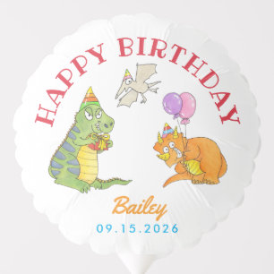 Cute Retro Dinosaur Birthday Party Balloon