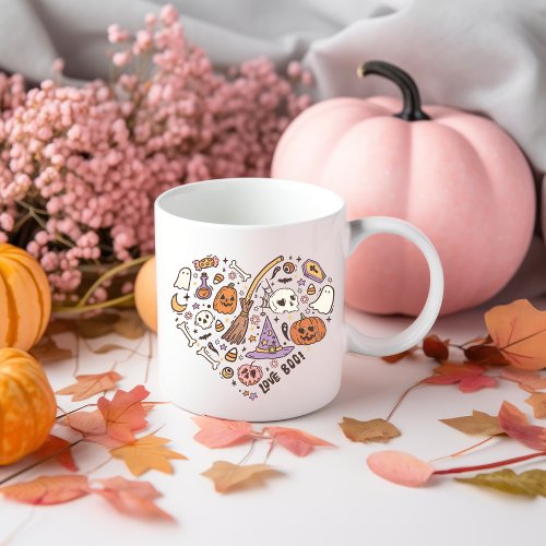 Cute Retro Distressed Halloween Love Boo Coffee Mug
