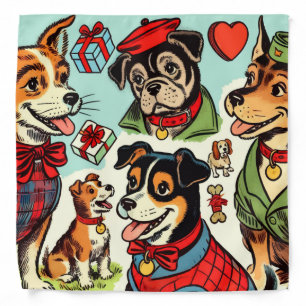 Cute Retro Dogs Comics Bandana