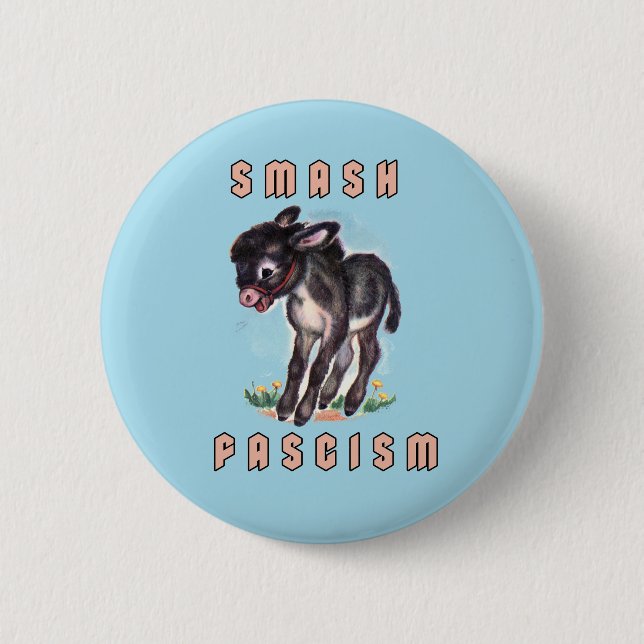 Cute Retro Donkey- Smash Fascism Button (Front)