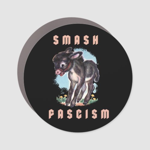 Cute Retro Donkey_ Smash Fascism Car Magnet