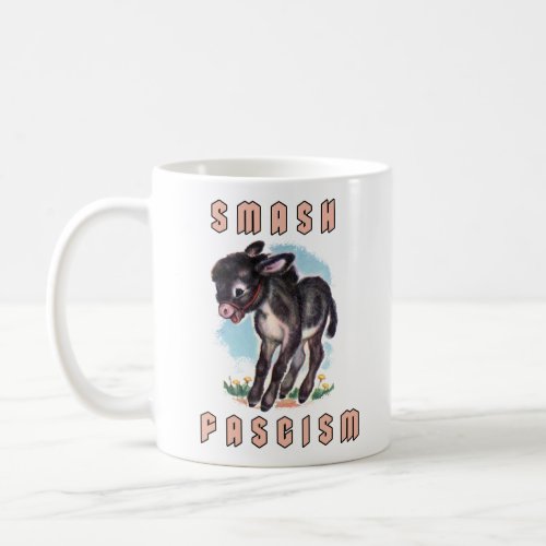 Cute Retro Donkey_ Smash Fascism Coffee Mug