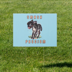 Cute Retro Donkey- Smash Fascism Sign