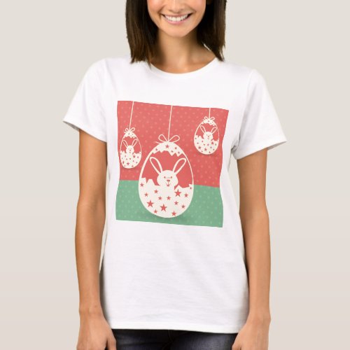 Cute retro Easter bunny and Easter egg T_Shirt