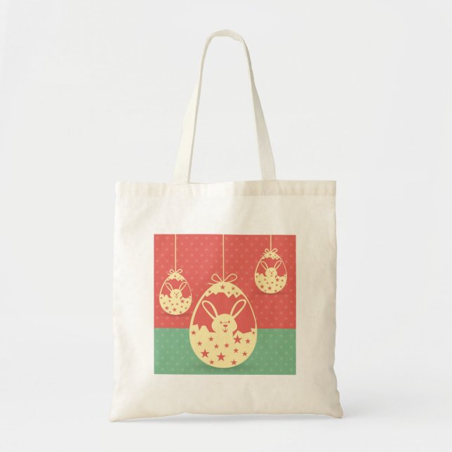 Cute retro Easter bunny and Easter egg Tote Bag (Front)
