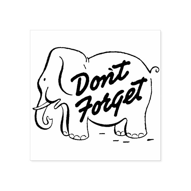 Cute Retro Elephant Don't Forget Rubber Stamp (Imprint)