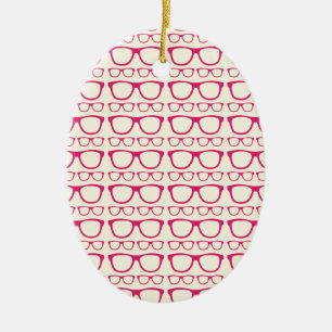 Cute Retro Eyeglass Hipster Ceramic Ornament
