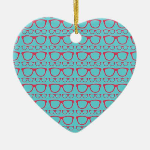 Cute Retro Eyeglass Hipster Ceramic Ornament