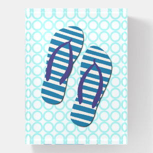 Cute Retro Flip Flops Beach Art Glass Paperweight