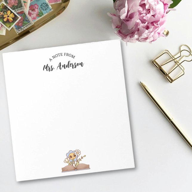 Cute Retro Floral Book Back To School Notepad (Creator Uploaded)