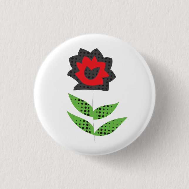 Cute Retro Floral Button Pin Gift (Front)