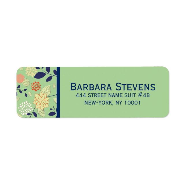 Cute Retro Floral Design Label (Front)