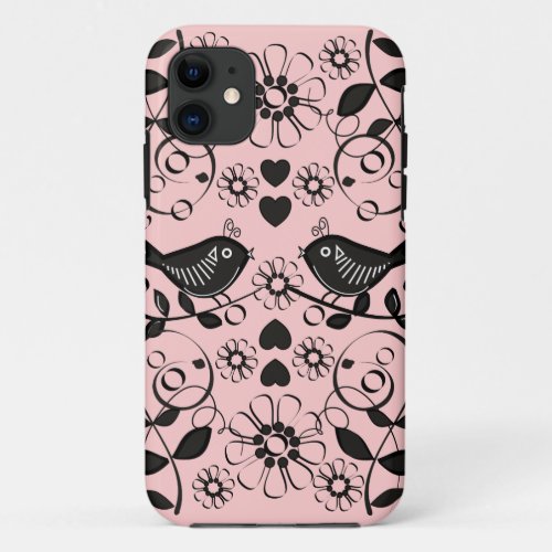 Cute retro floral iPhone 5 case Love Birds