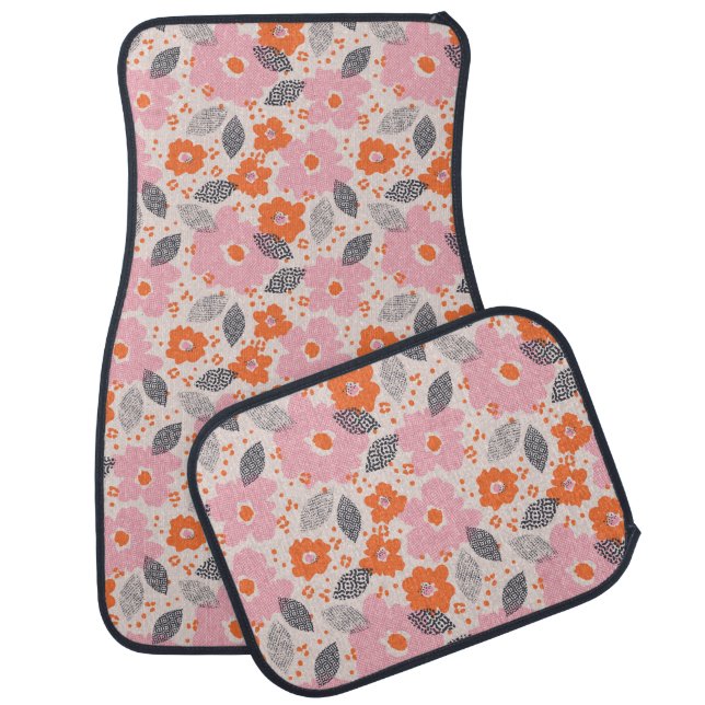Cute Retro Floral Pattern Car Floor Mat (Set)