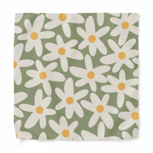 Cute Retro Floral Pattern Daisy Time Bandana