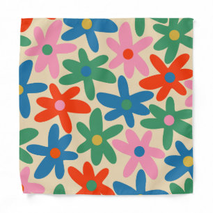 Cute Retro Floral Pattern Daisy Time Bandana