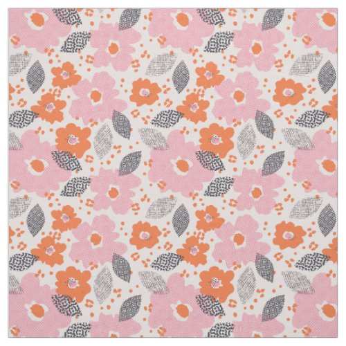 Cute Retro Floral Pattern Fabric