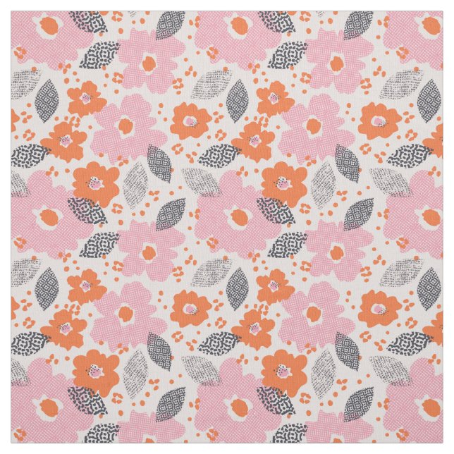 Cute Retro Floral Pattern Fabric (Swatch)