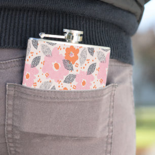 Cute Retro Floral Pattern Flask