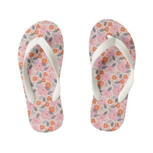 Cute Retro Floral Pattern Kid's Flip Flops