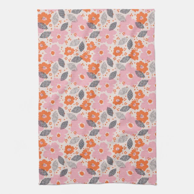 Cute Retro Floral Pattern Kitchen Towel (Vertical)