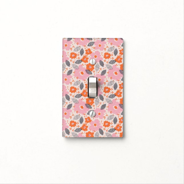 Cute Retro Floral Pattern Light Switch Cover (In Situ)
