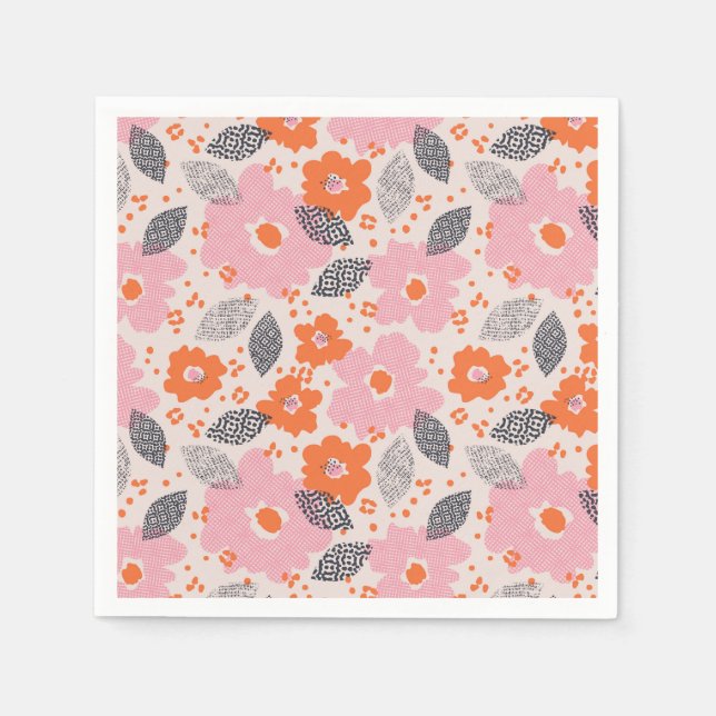 Cute Retro Floral Pattern Napkins (Front)