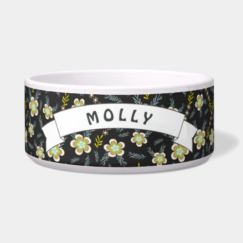 Cute Retro Floral Pattern Pet Dog Bowl