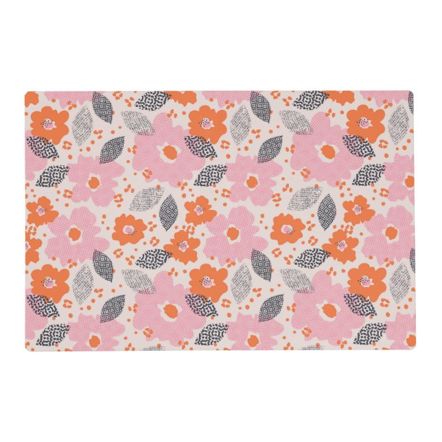 Cute Retro Floral Pattern Placemat (Front)