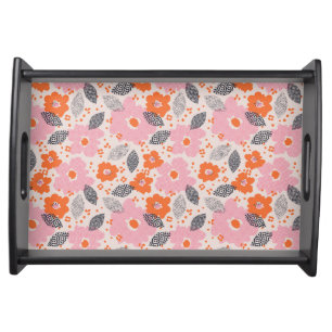 Cute Retro Floral Pattern Serving Tray