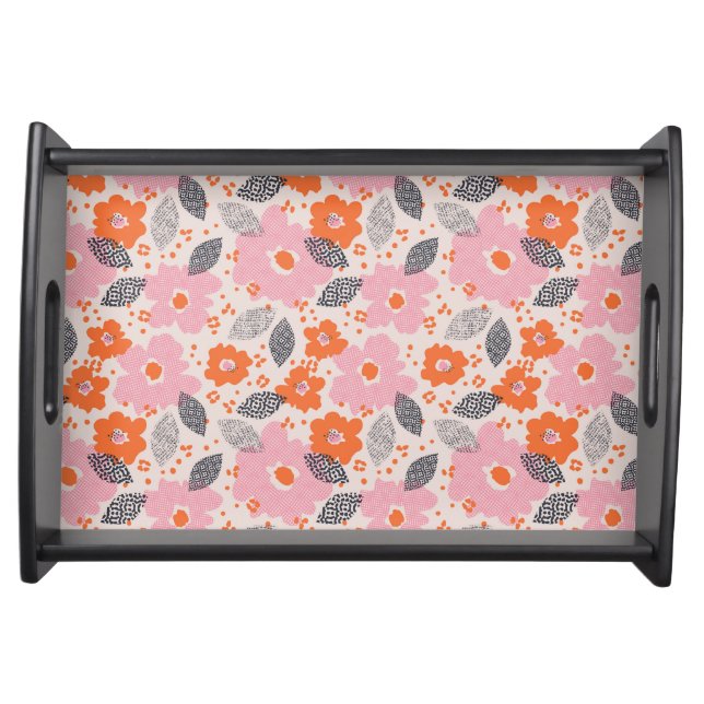 Cute Retro Floral Pattern Serving Tray (Front)
