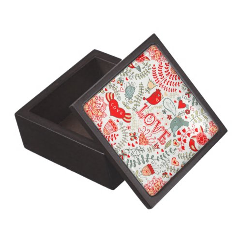 Cute Retro Floral Valentines Design Jewelry Box