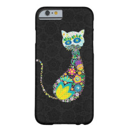 Cute Retro Florals Cat Barely There iPhone 6 Case