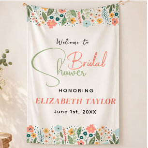 Cute Retro Flower Bridal Shower Banner