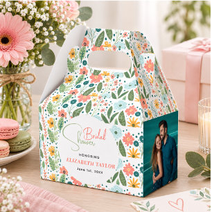 Cute Retro Flower Bridal Shower Favor Boxes