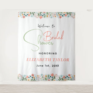 Cute Retro Flower Bridal Shower Tapestry