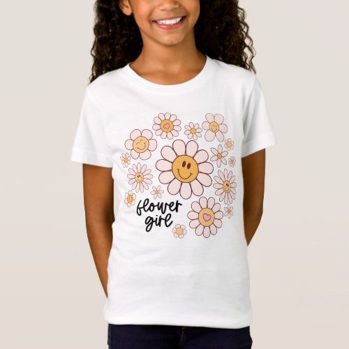 Cute Retro Flower Girl Groovy Daisy Florals T_Shirt