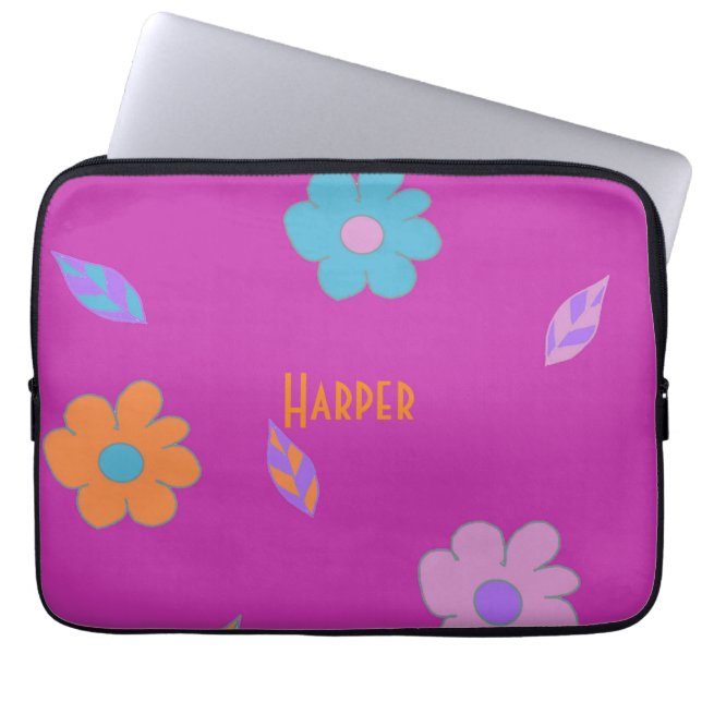 Cute Retro Flower Laptop Sleeve (Front)