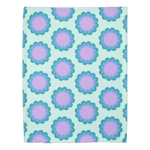 Cute Retro Flower Pattern in Mint and Purple  Duvet Cover