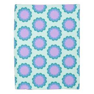 Cute Retro Flower Pattern in Mint and Purple  Duvet Cover