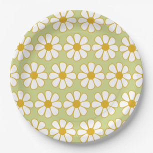 Cute Retro Flower Pattern Paper Plates