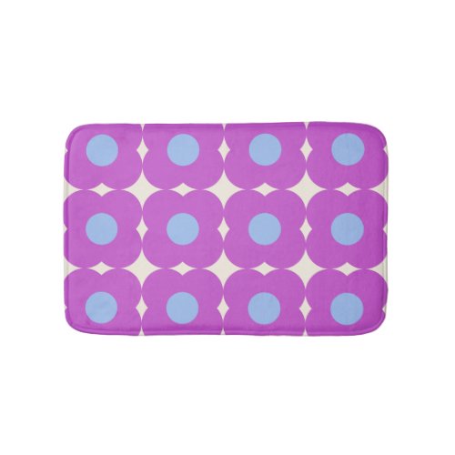 Cute Retro Flower Pattern Purple Mid Mod Bath Mat