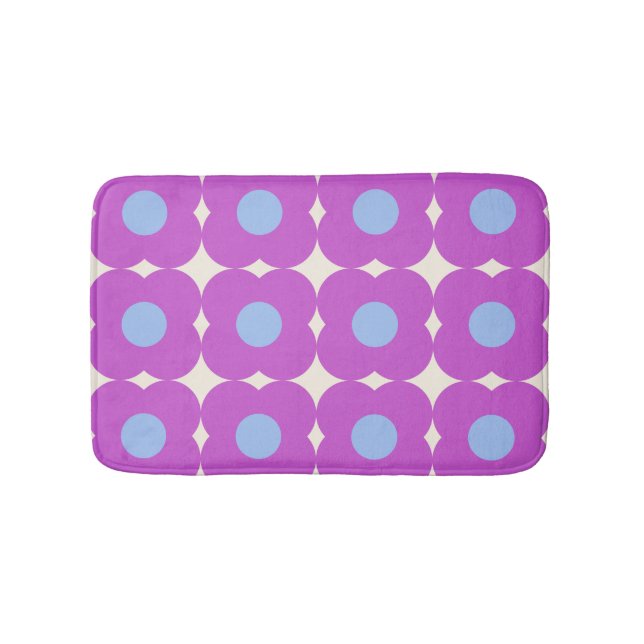 Cute Retro Flower Pattern Purple Mid Mod Bath Mat (Front)